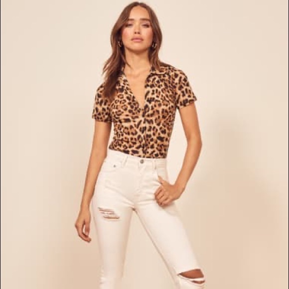 EXPRESS Leopard Print Button Down Blouse- Small - Picture 2 of 8